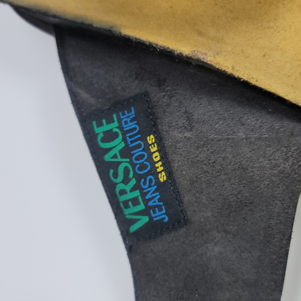 Versace Jeans Couture Flip Flops. Black Leather. Size 43 - Picture 7 of 9